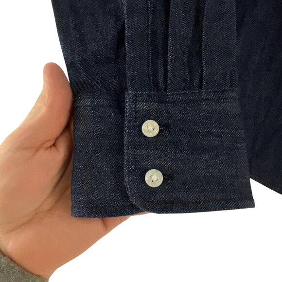 J.Crew Women's Dark Denim Button-Up Shirt XS Long Sleeves Casual Streetwear - Picture 9 of 10